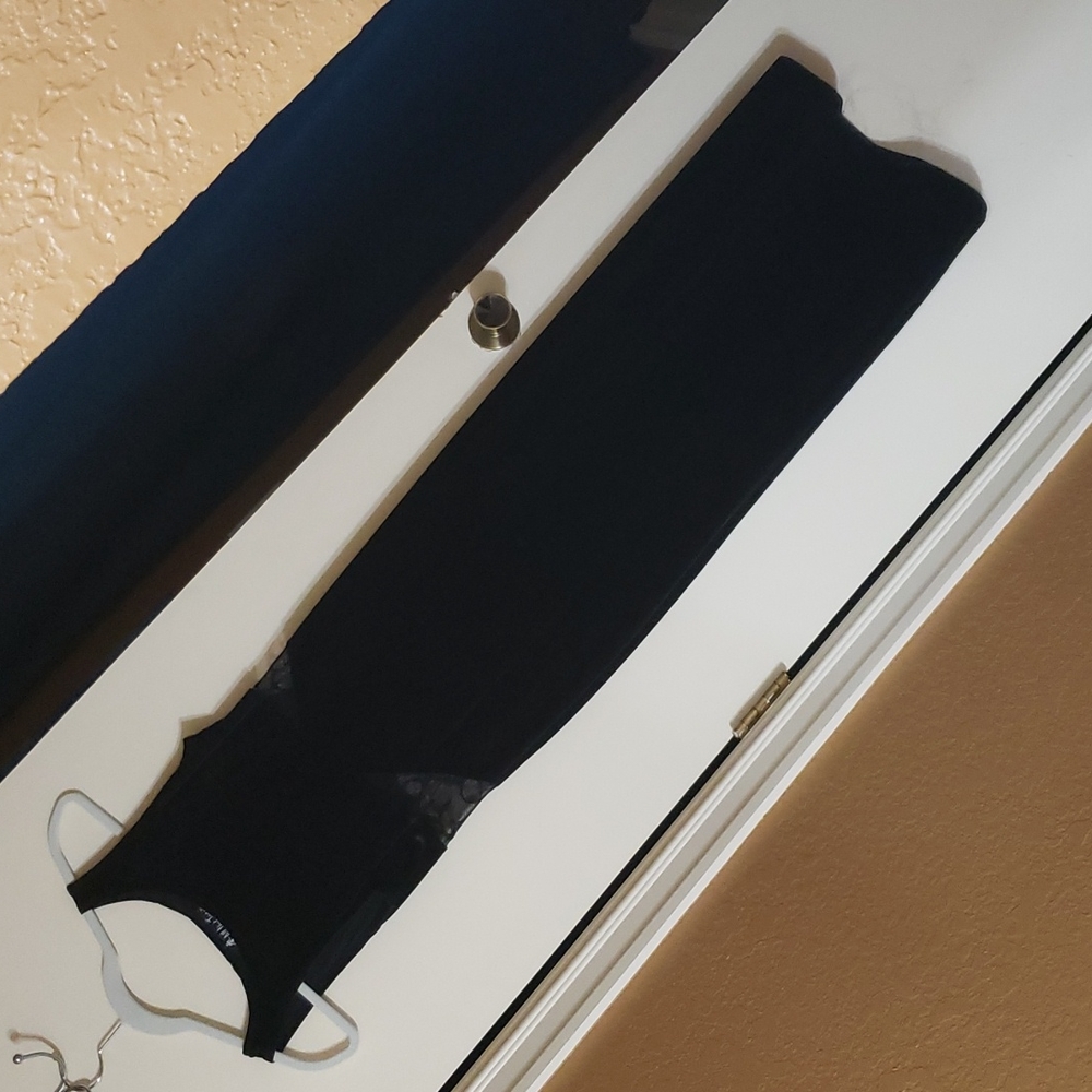 All That Jazz long black stretchy velvet dress